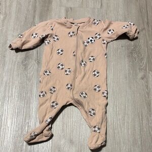 Pekkle Kids Soccer Print Footie Pajamas - Beige